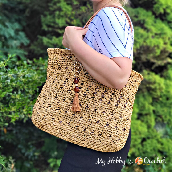 My Hobby Is Crochet: Alie Beach Bag, a Crochet Raffia Beach Bag/ Market Bag  - Free Crochet Pattern